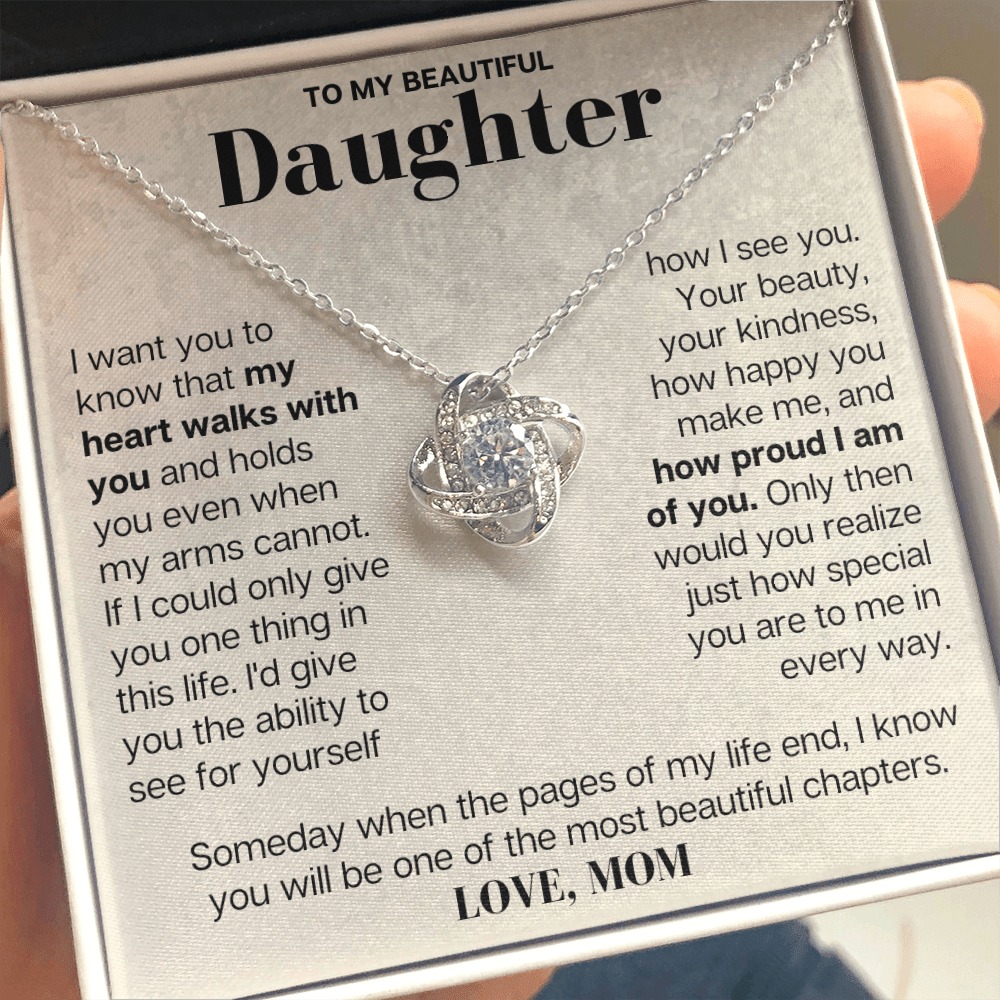 To Daughter From Mom Behind you Love Knot Necklace – My Heart My Love