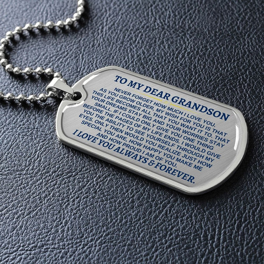 Jewelry To My Dear Grandson - Love Tag - SS287GS