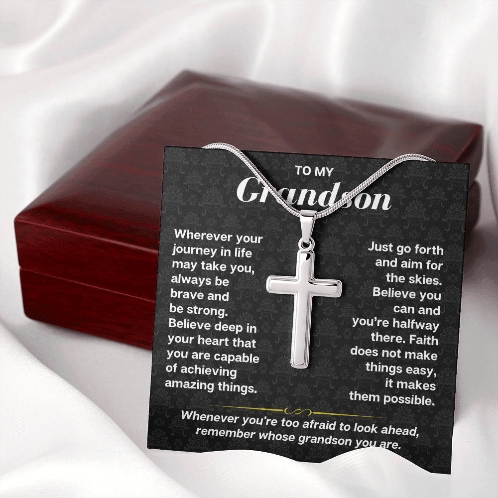 Jewelry To My Grandson - Artisan-Crafted Cross - Gift Set - SS178S