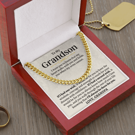 Jewelry To My Grandson - Love, Grandpa - Cuban Link Chain Gift Set - SS160