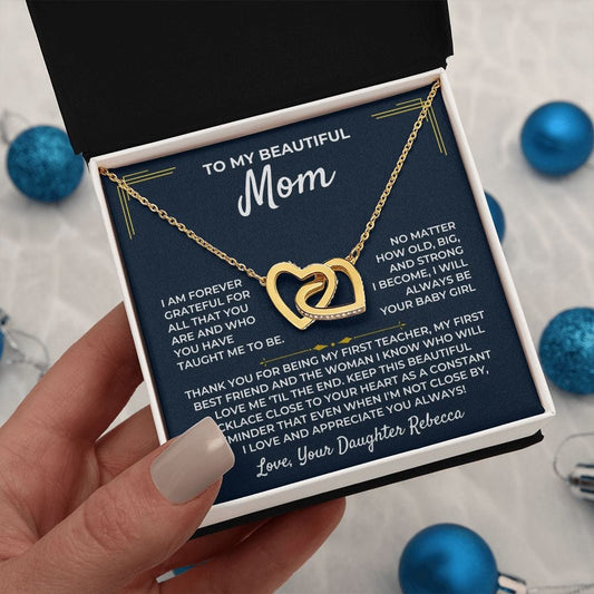 Jewelry To My Loving Mom - From Daughter - Forever Linked Hearts Gift Set - SS405