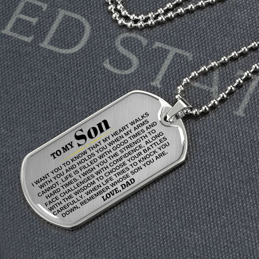 Jewelry To My Son - Love, Dad - Beautiful Love Tag - SS300D