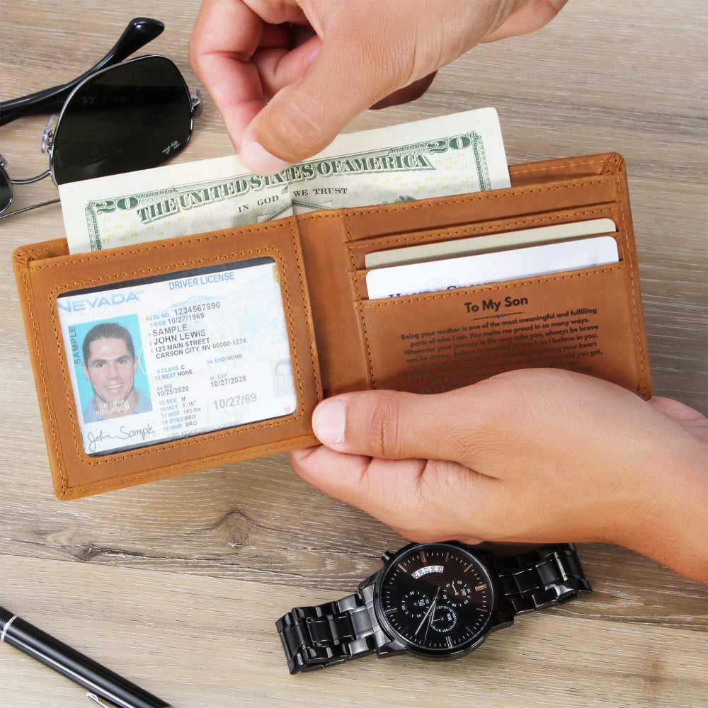 Being Your Mother - Engraved Bi-fold Leather Wallet - SS625