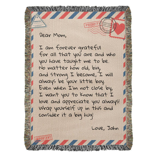 Blanket Dear Mom - From Son - Personalized Woven Blanket - SS361