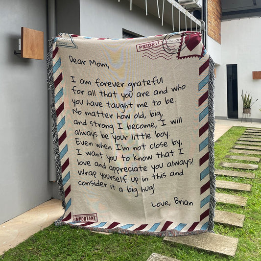 Blanket Dear Mom - From Son - Personalized Woven Blanket - SS361
