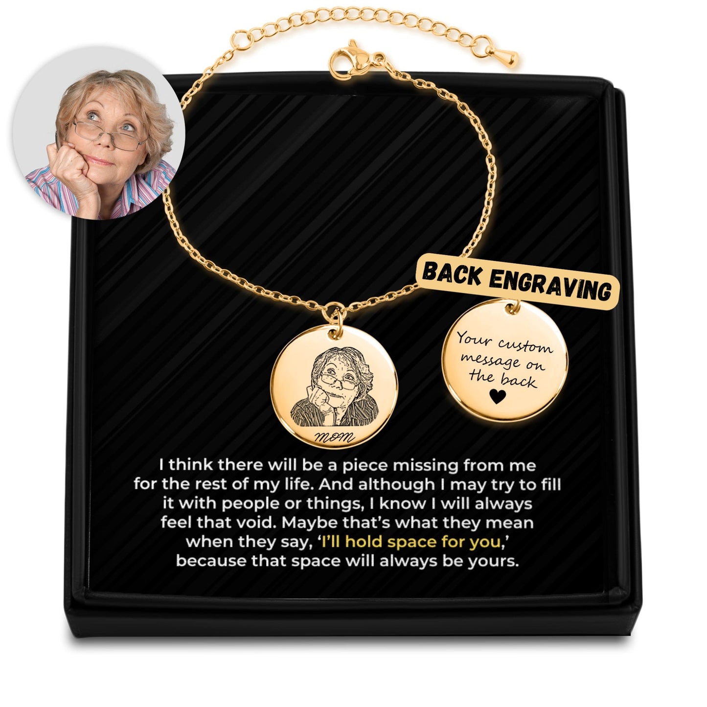 Bracelets Custom Engraved Portrait - Memorial Bracelet - OPR01