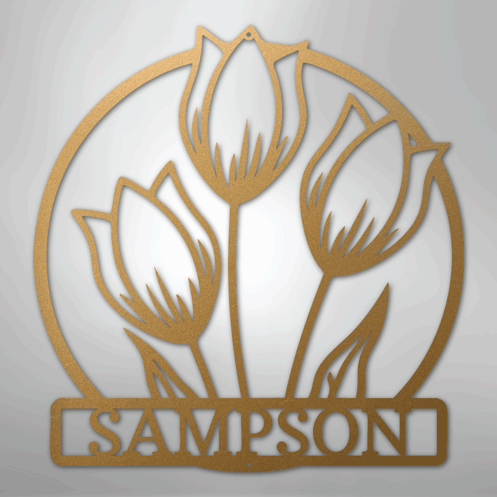 Custom Wild Tulip Monogram - Steel Sign