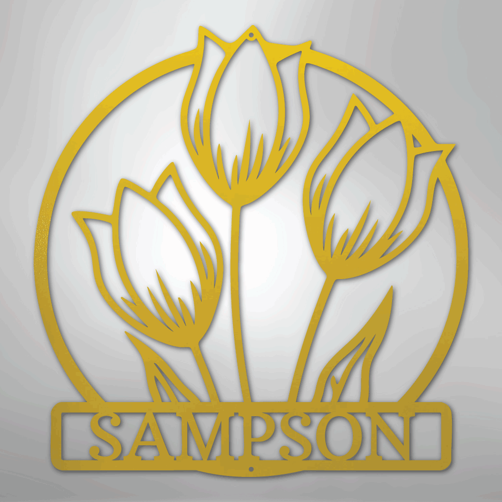 Custom Wild Tulip Monogram - Steel Sign