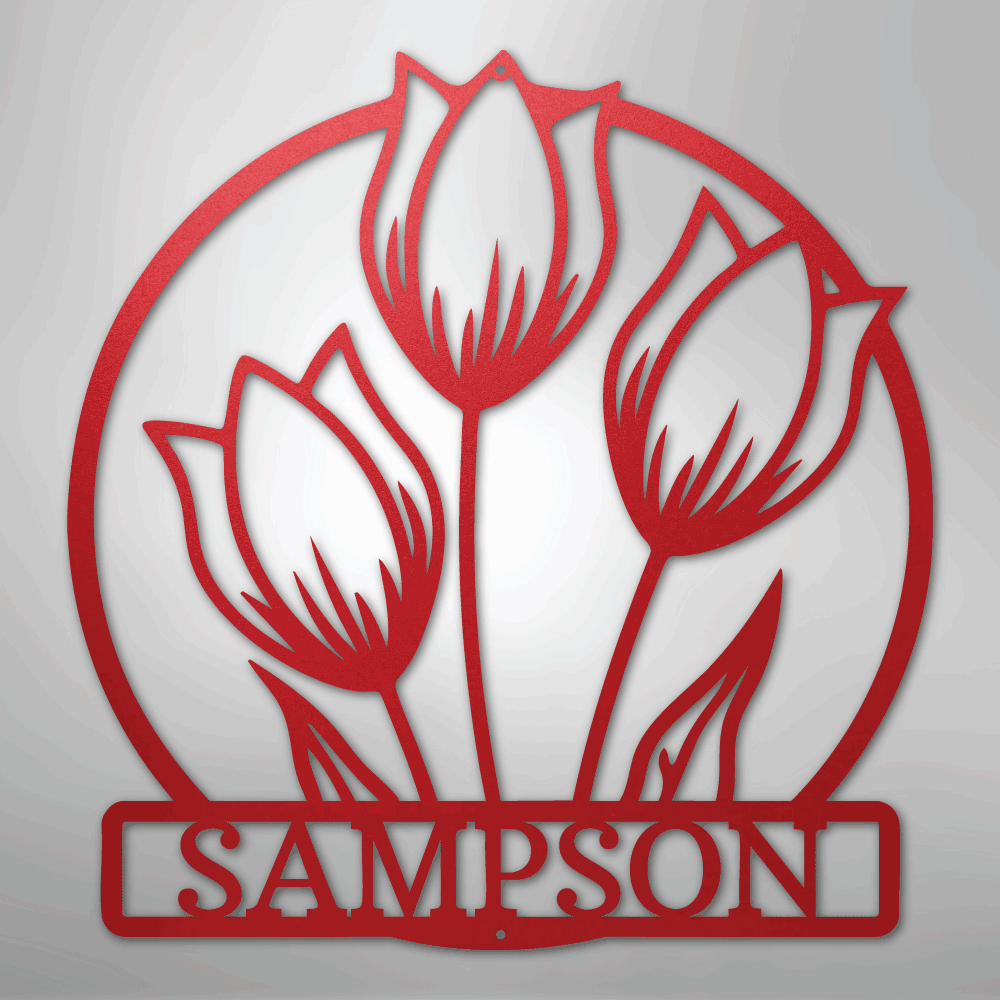 Custom Wild Tulip Monogram - Steel Sign
