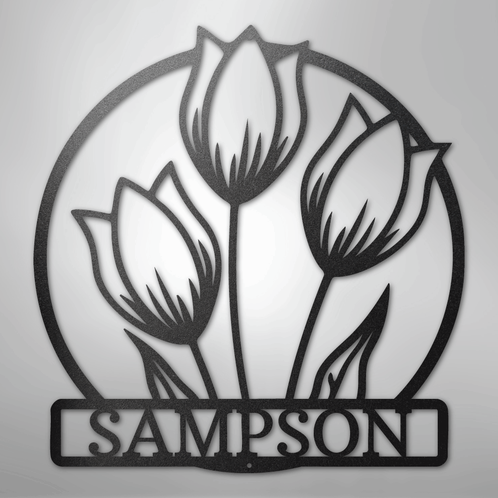 Custom Wild Tulip Monogram - Steel Sign