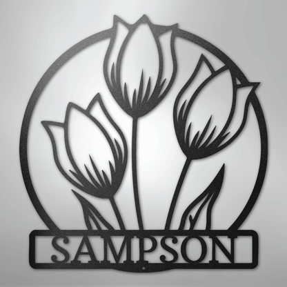 Custom Wild Tulip Monogram - Steel Sign