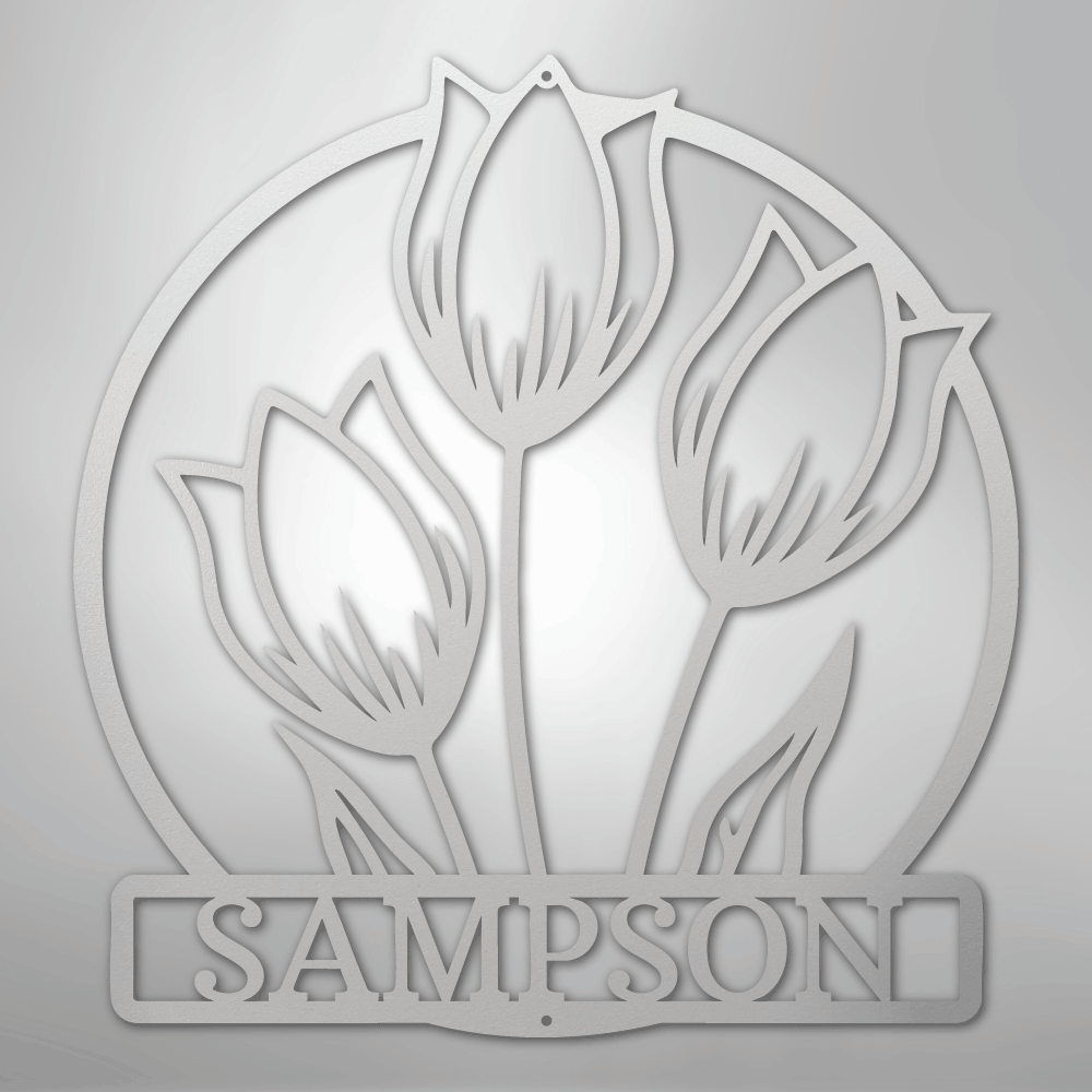 Custom Wild Tulip Monogram - Steel Sign