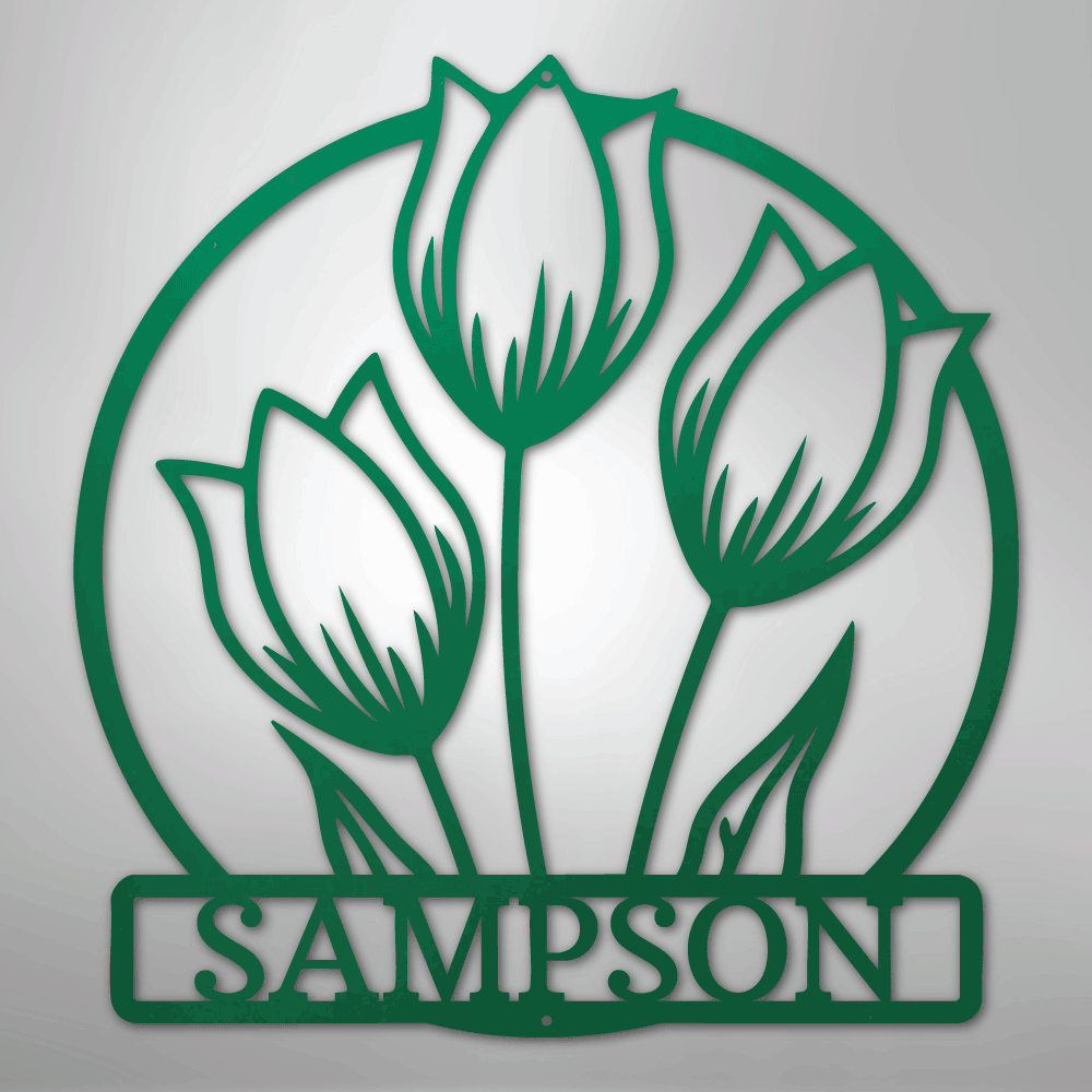Custom Wild Tulip Monogram - Steel Sign