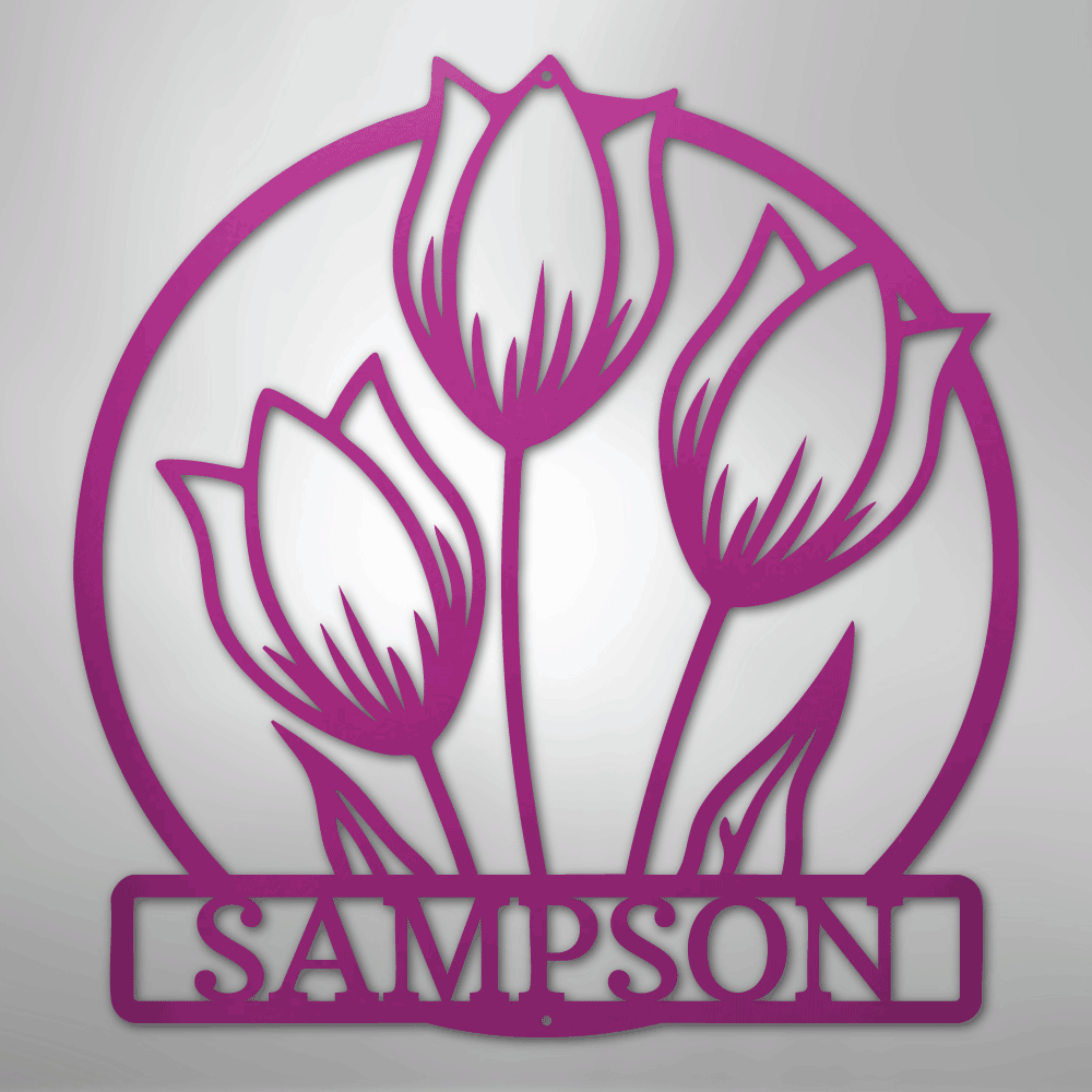 Custom Wild Tulip Monogram - Steel Sign