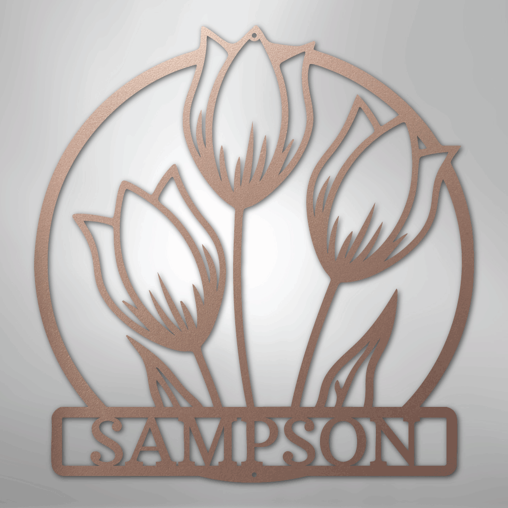Custom Wild Tulip Monogram - Steel Sign