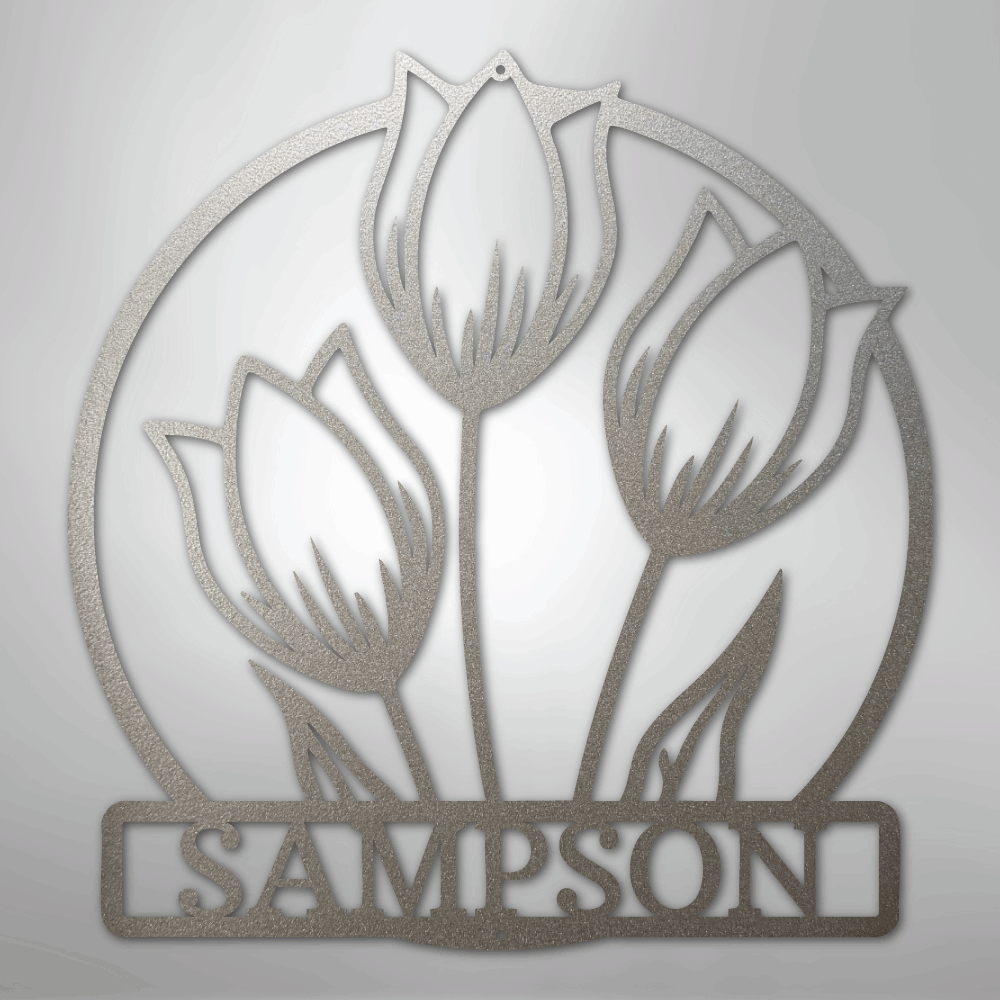Custom Wild Tulip Monogram - Steel Sign