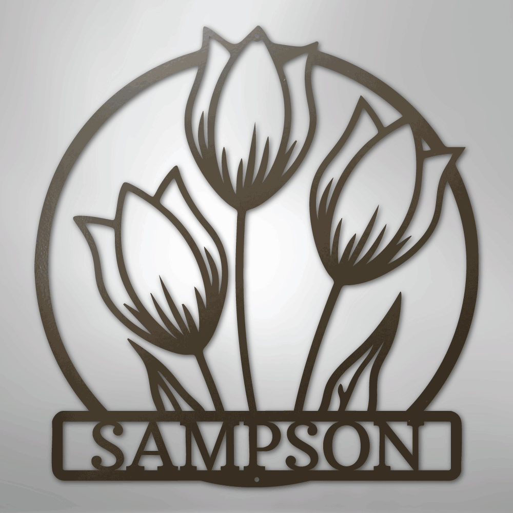Custom Wild Tulip Monogram - Steel Sign