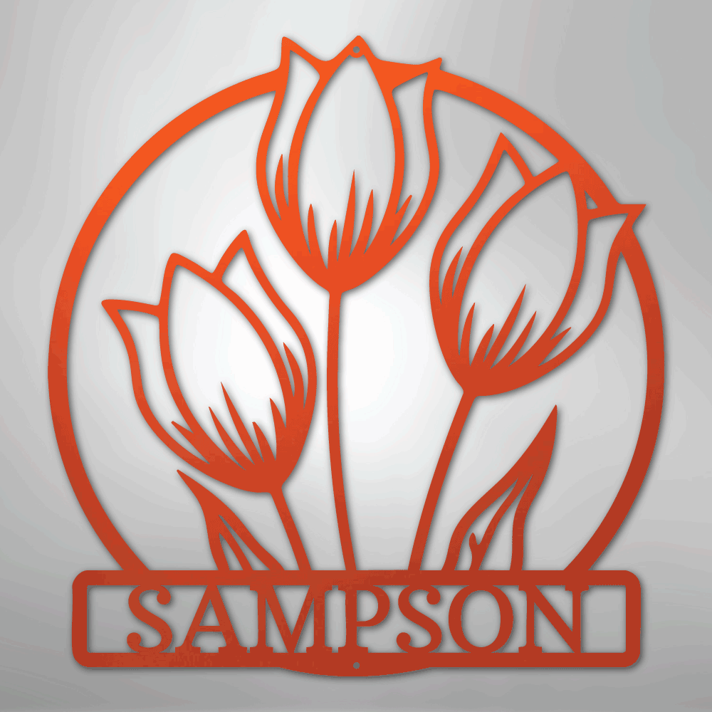 Custom Wild Tulip Monogram - Steel Sign