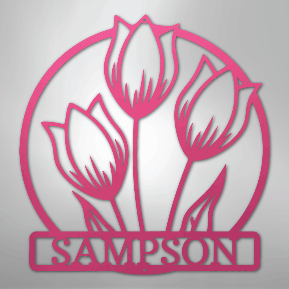 Custom Wild Tulip Monogram - Steel Sign