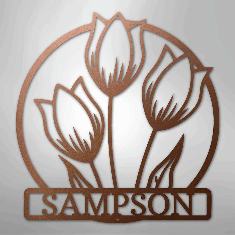 Custom Wild Tulip Monogram - Steel Sign