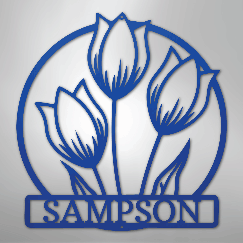 Custom Wild Tulip Monogram - Steel Sign