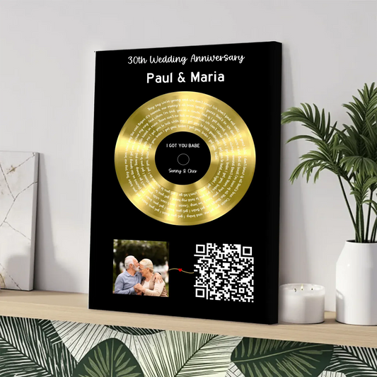 Customizer Our Soundtrack - Gold-Finish Frame Custom Vinyl Record Canvas - PF