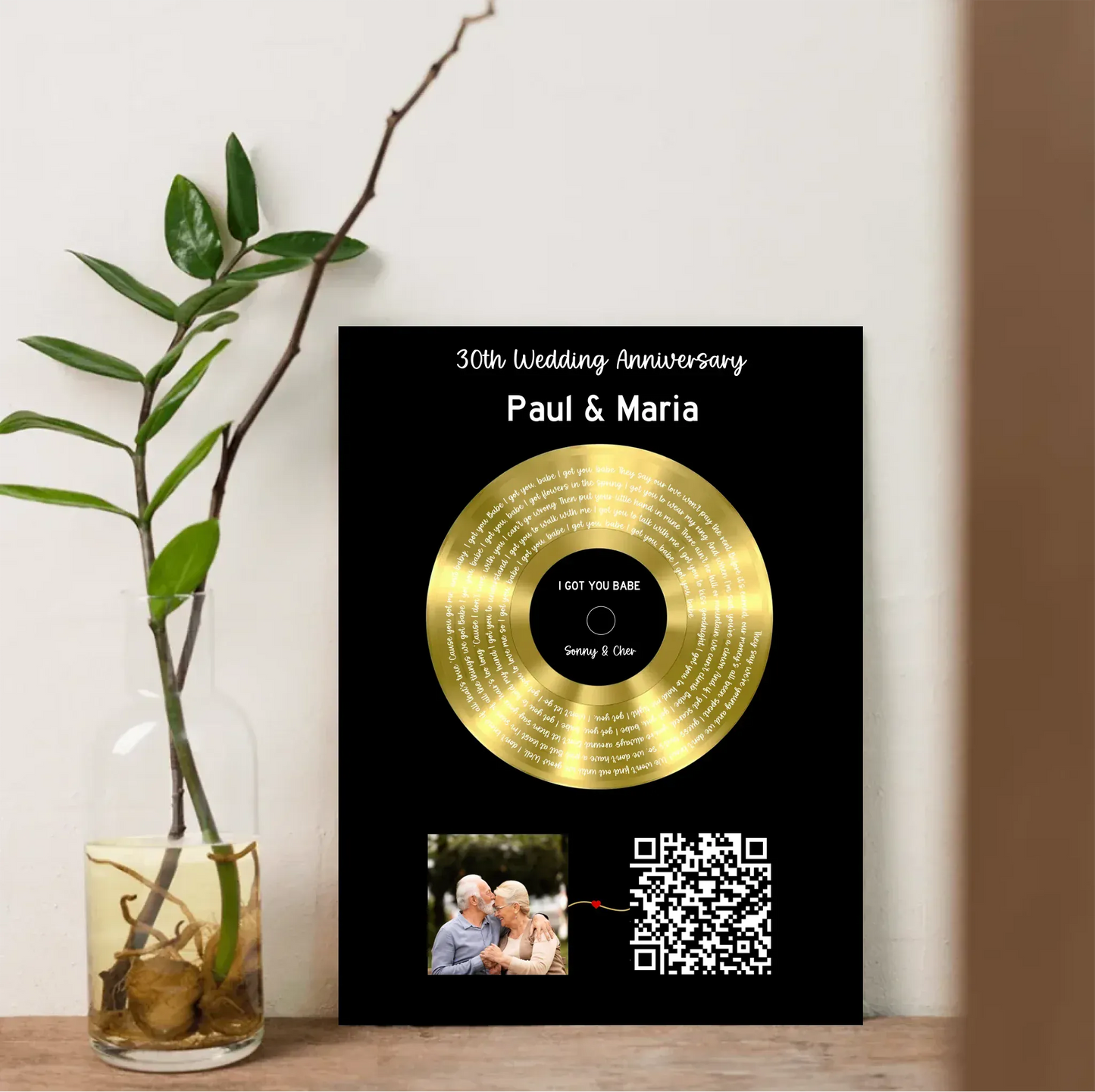 Customizer Our Soundtrack - Gold-Finish Frame Custom Vinyl Record Canvas - PF