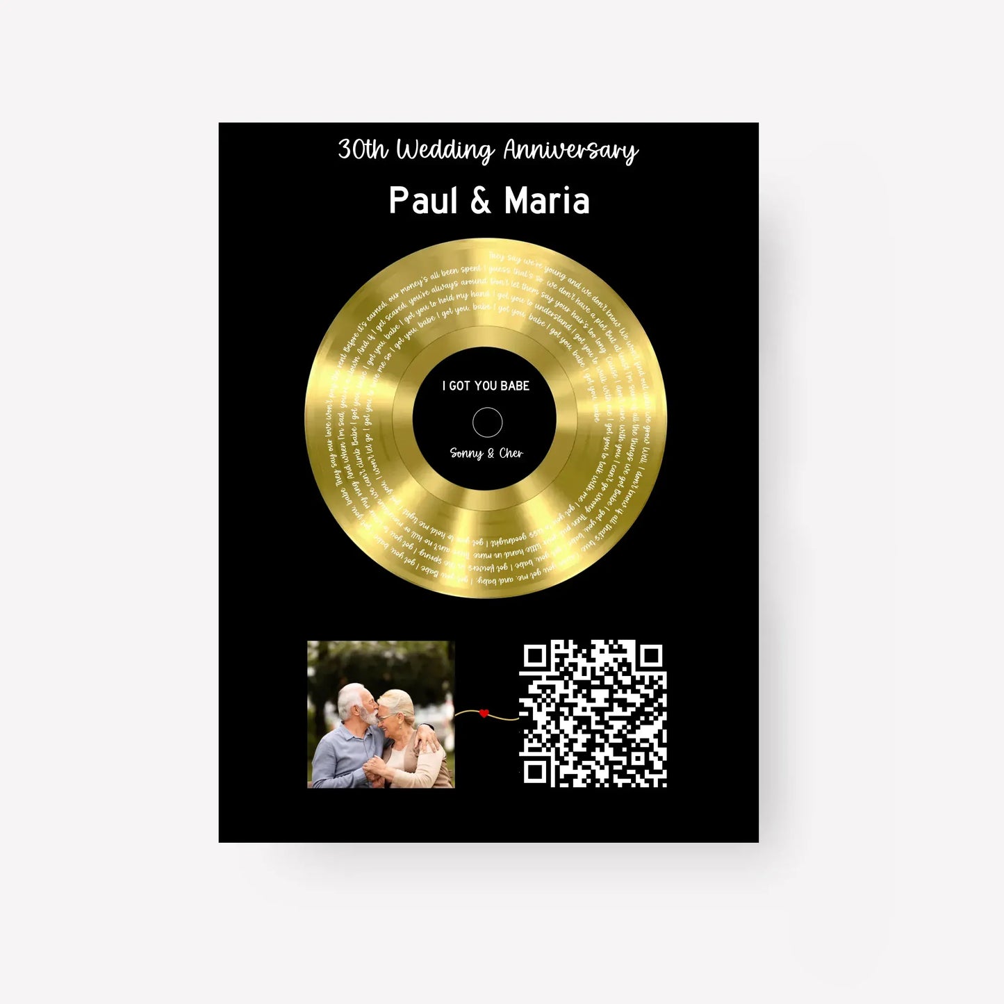 Customizer Our Soundtrack - Gold-Finish Frame Custom Vinyl Record Canvas - PF