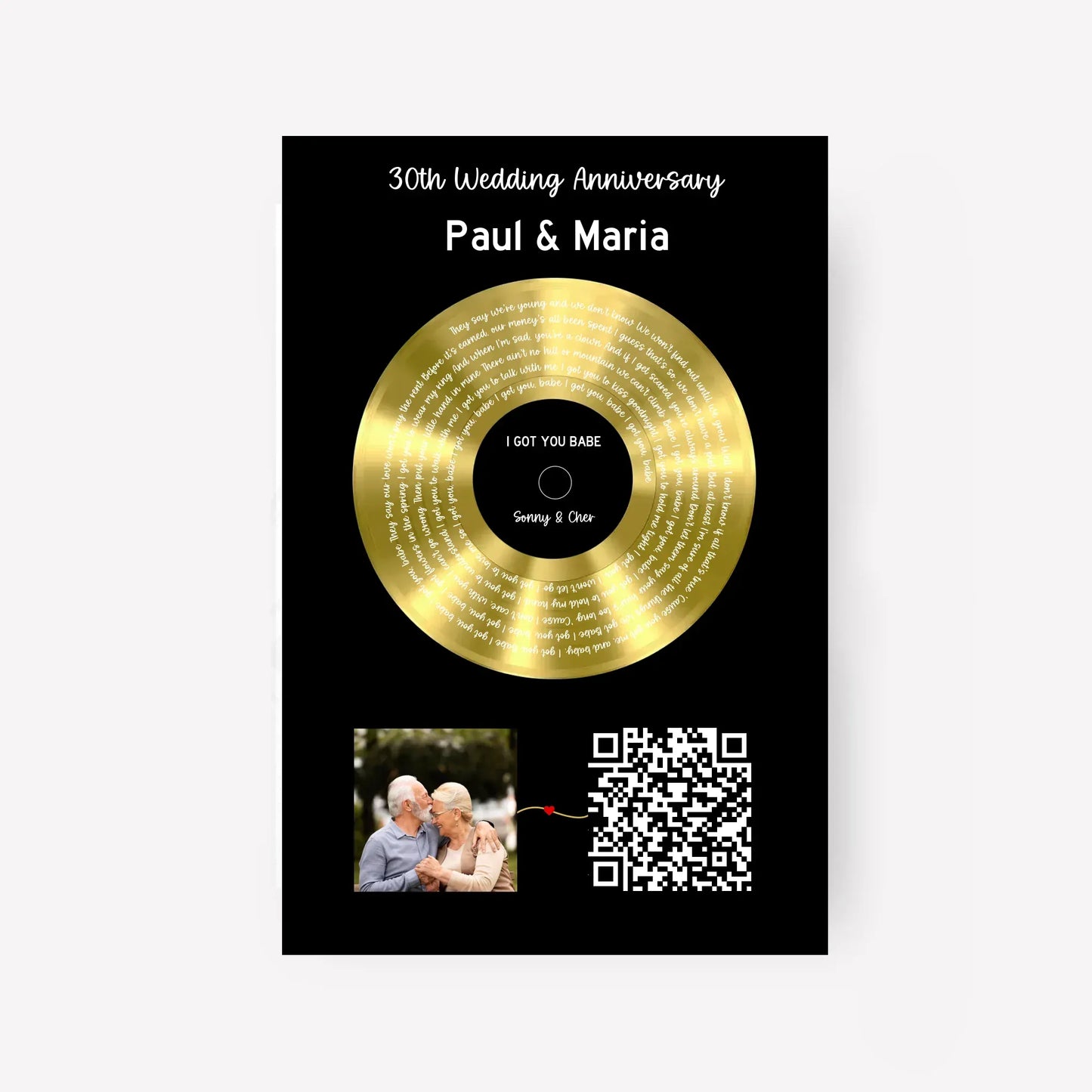 Customizer Our Soundtrack - Gold-Finish Frame Custom Vinyl Record Canvas - PF