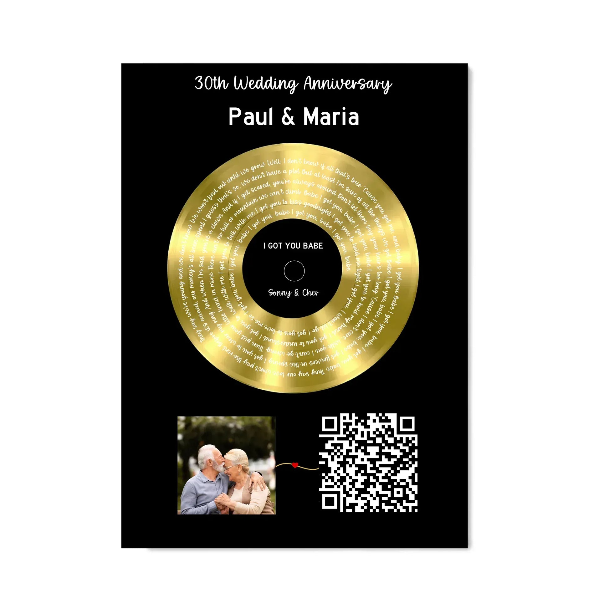 Customizer Our Soundtrack - Gold-Finish Frame Custom Vinyl Record Canvas - SO