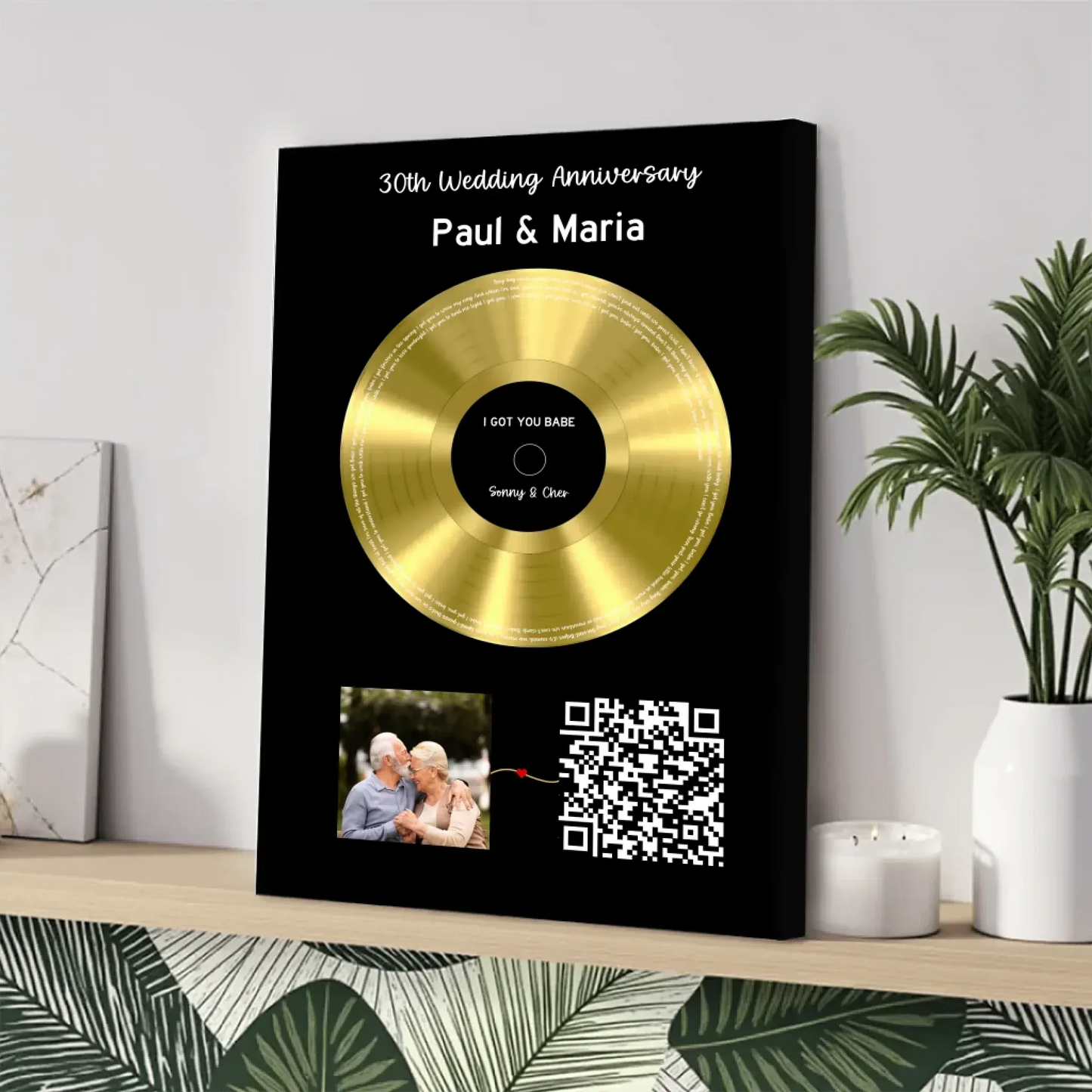 Customizer Our Soundtrack - Gold-Finish Frame Custom Vinyl Record Canvas - SO