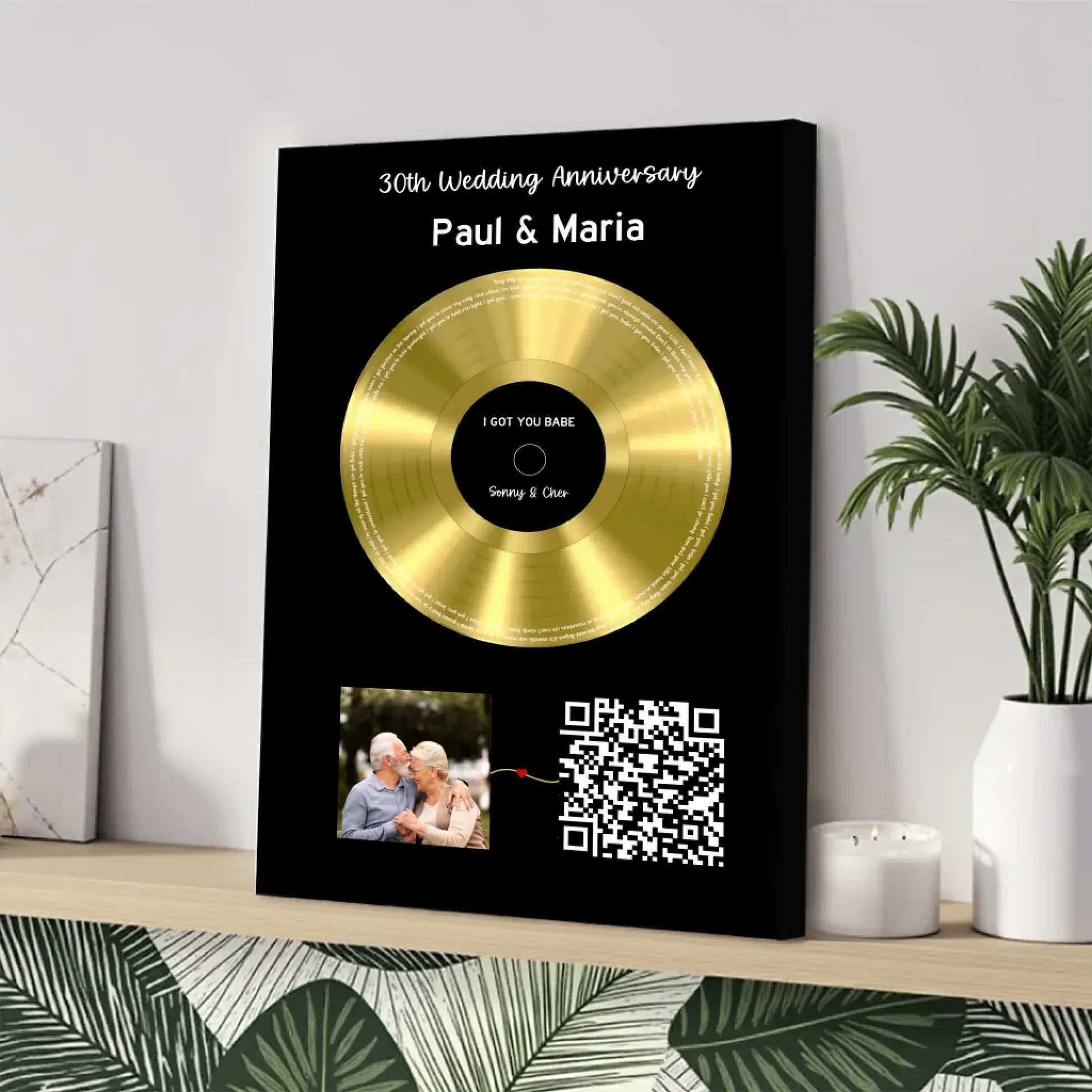 Customizer Our Soundtrack - Gold-Finish Frame Custom Vinyl Record Canvas - SO