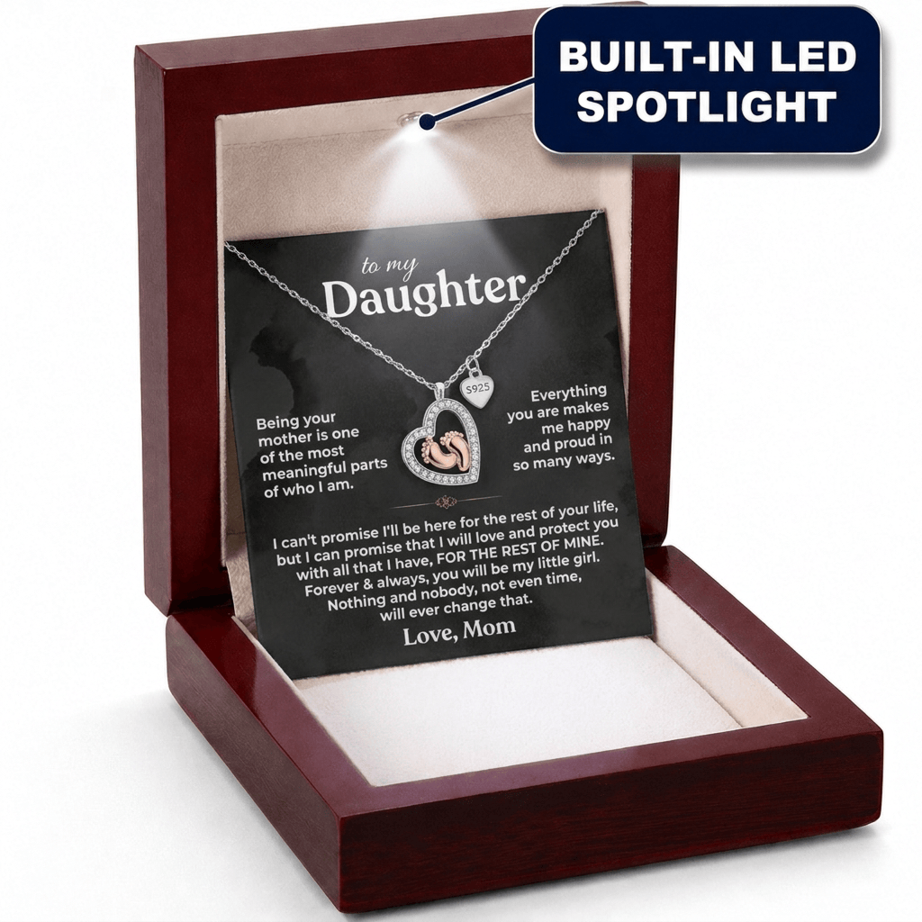 To My Daughter - Being Your Mom - .925 Baby Feet Necklace Gift Set - SS622M