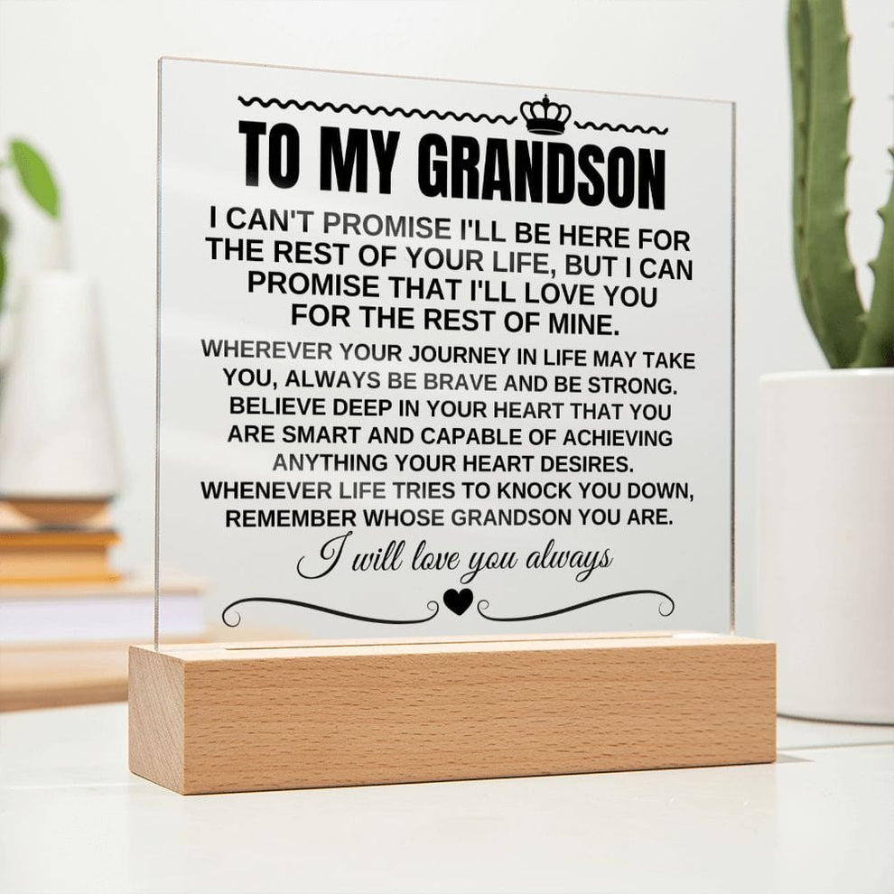 Portachiavi Personalizzato Per Nipote Con Messaggio Inciso - To My Grandson, Acciaio Inossidabile, 6x12,5 Cm
