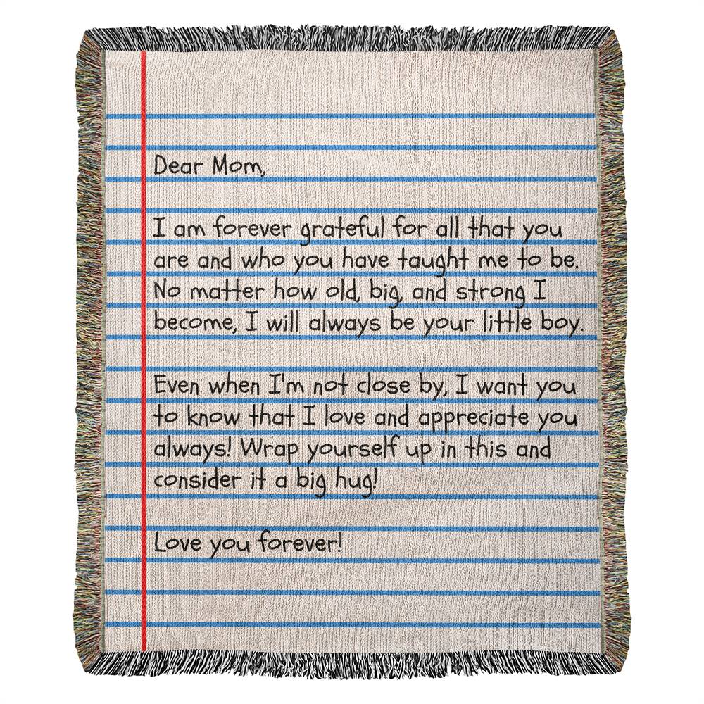 Jewelry Dear Mom - From Son - Premium Woven Blanket - Giant Love Letter - WB03
