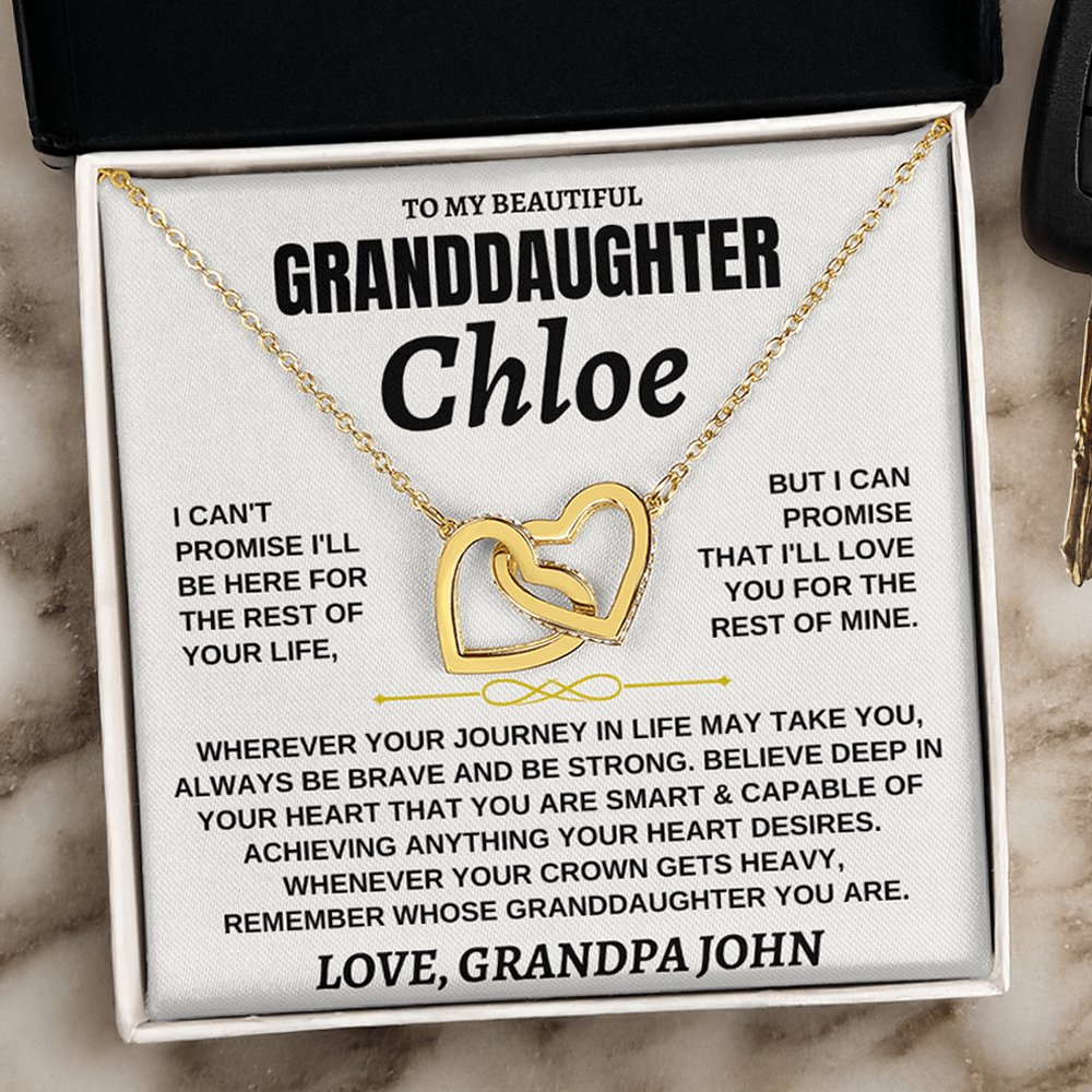 Jewelry Gift for Granddaughter Custom Name Card - Forever Linked Necklace – Gift Set - SS117