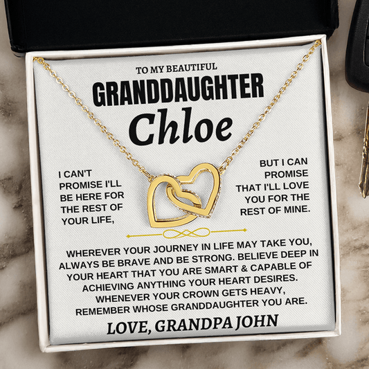 Jewelry Gift for Granddaughter Custom Name Card - Forever Linked Necklace – Gift Set - SS117