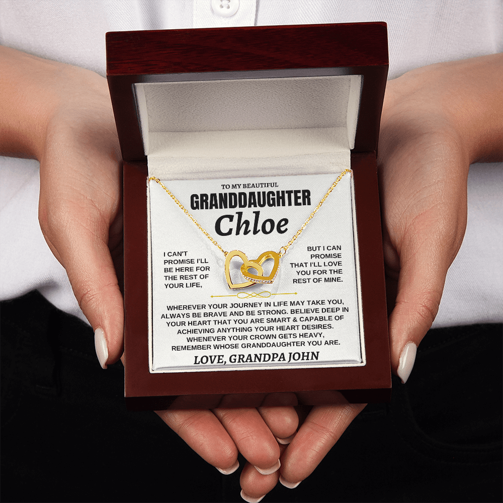 Jewelry Gift for Granddaughter - Forever Linked Hearts Necklace - Custom Name Message Card – Gift Set - SS117
