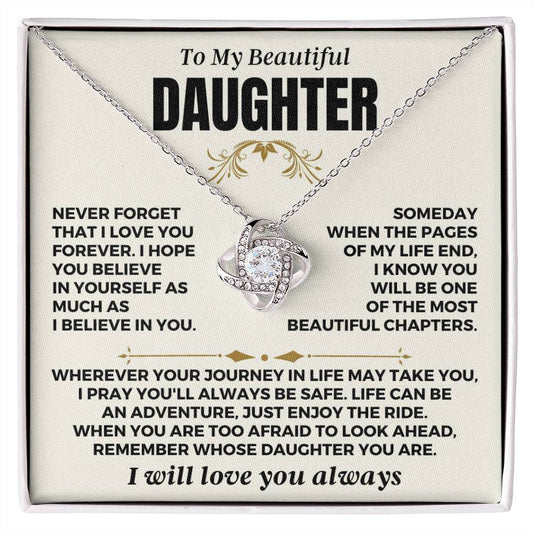 Jewelry To My Beautiful Daughter "I Will Love You Always" Love Knot Gift Set - SS550