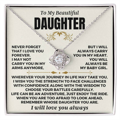 Jewelry To My Beautiful Daughter "I Will Love You Always" Love Knot Gift Set - SS550