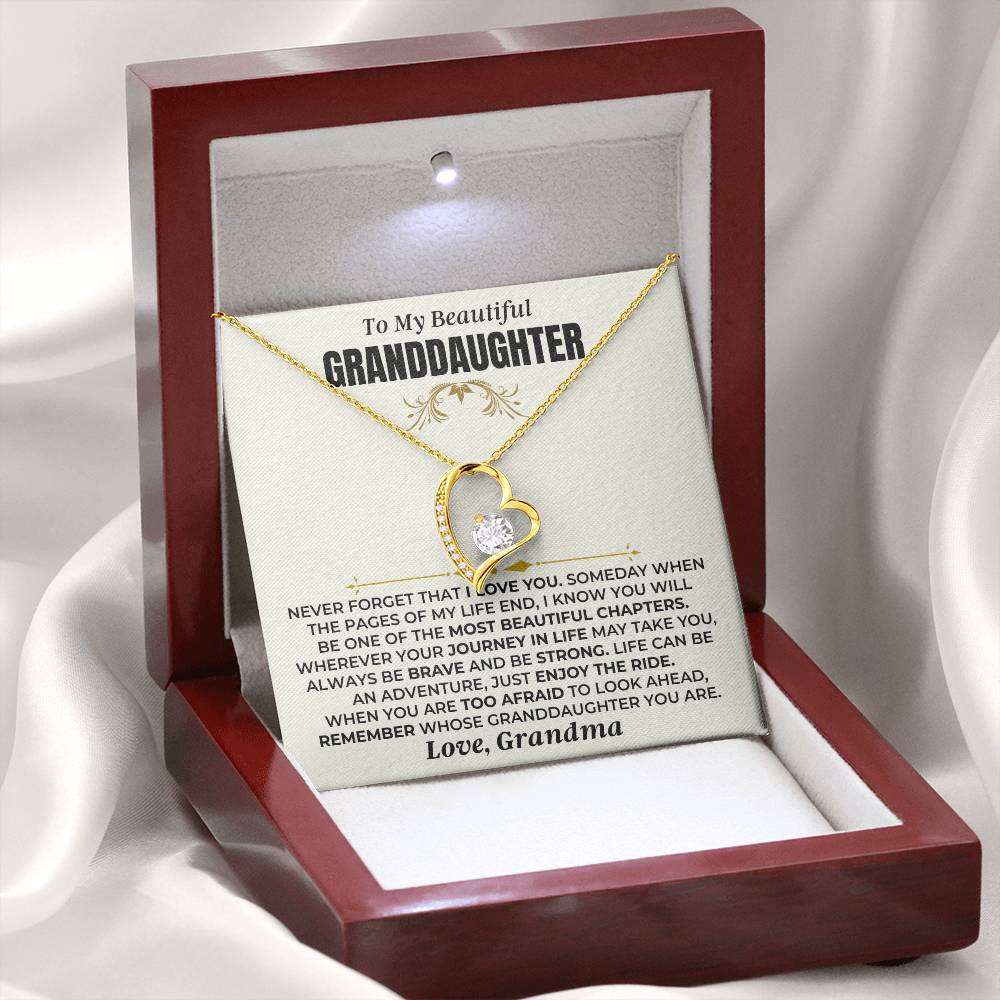 Jewelry To My Beautiful Granddaughter Necklace - 18k Yellow Gold Forever Love Gift Set - SS477