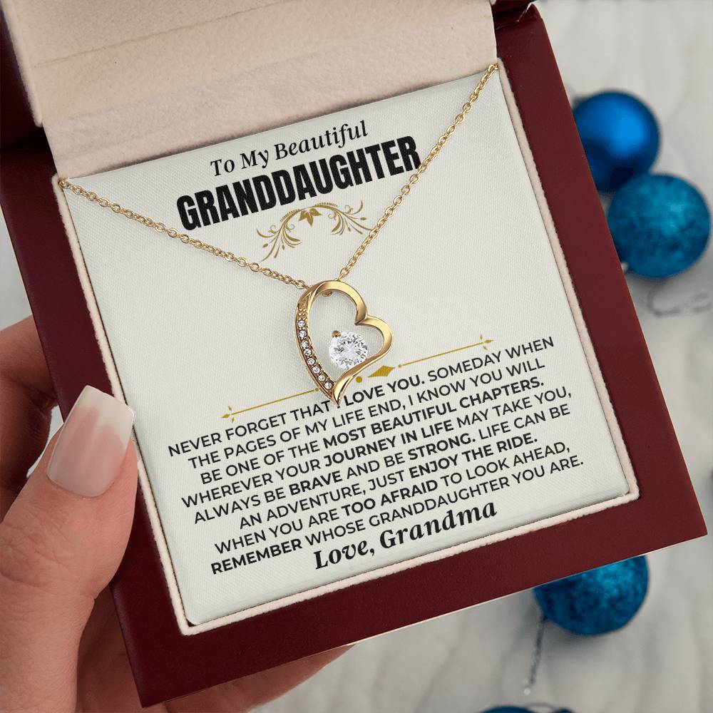 Jewelry To My Beautiful Granddaughter Necklace - 18k Yellow Gold Forever Love Gift Set - SS477