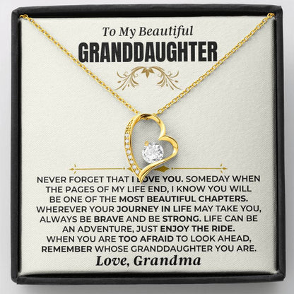 Jewelry To My Beautiful Granddaughter Necklace - 18k Yellow Gold Forever Love Gift Set - SS477