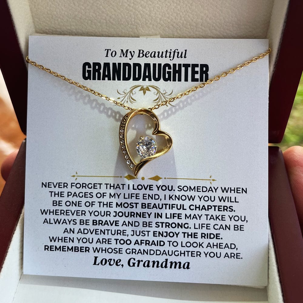 Jewelry To My Beautiful Granddaughter Necklace - 18k Yellow Gold Forever Love Gift Set - SS477