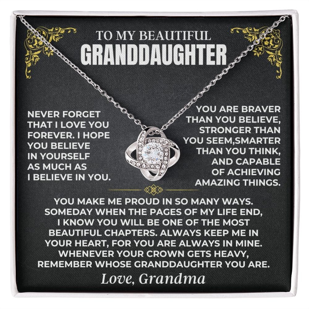 Jewelry To My Beautiful Granddaughter - Personalized Love Knot Gift Set - SS497