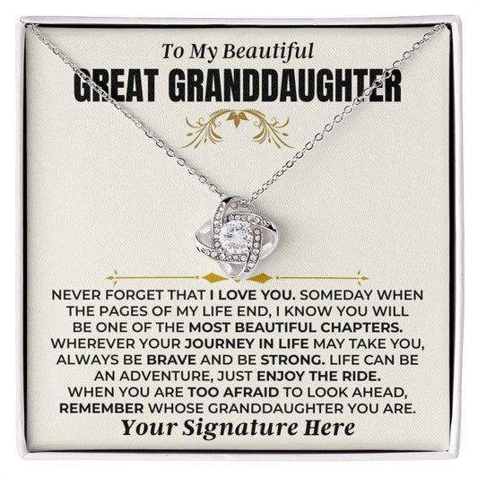 Jewelry To My Beautiful Great Granddaughter - Love Knot Gift Set - SS477GD