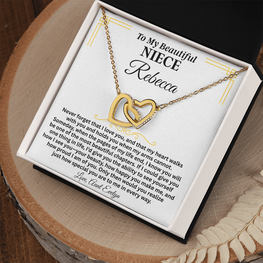 Jewelry To My Beautiful Niece - Custom Name - Forever Linked Hearts Necklace - Gift Set - SS614