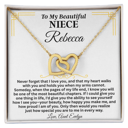 Jewelry To My Beautiful Niece - Custom Name - Forever Linked Hearts Necklace - Gift Set - SS614