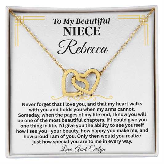 Jewelry To My Beautiful Niece - Custom Name - Forever Linked Hearts Necklace - Gift Set - SS614