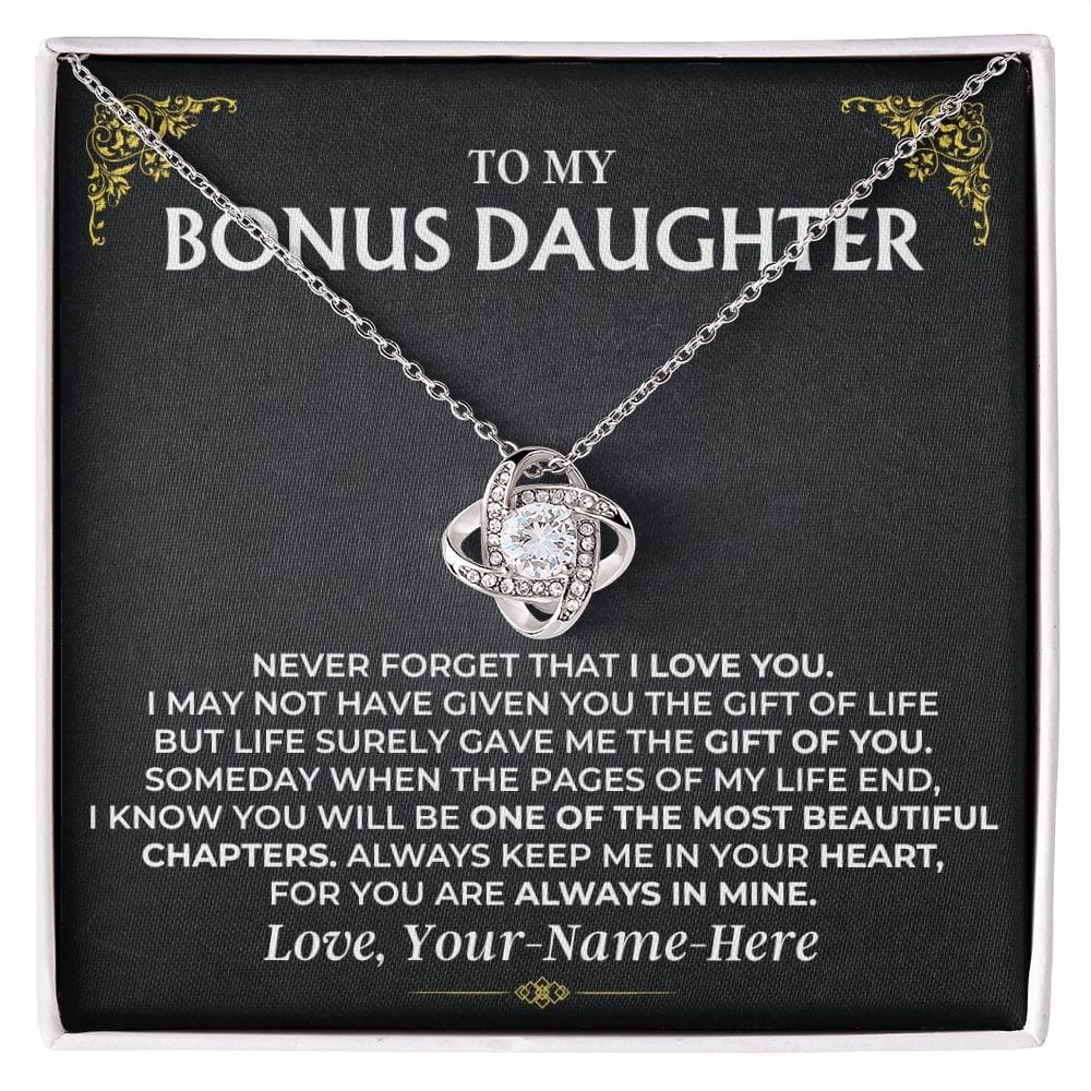 To My Bonus Daughter Necklace Knot Stepdaughter Adopted Step-Daughter Gifts Girl